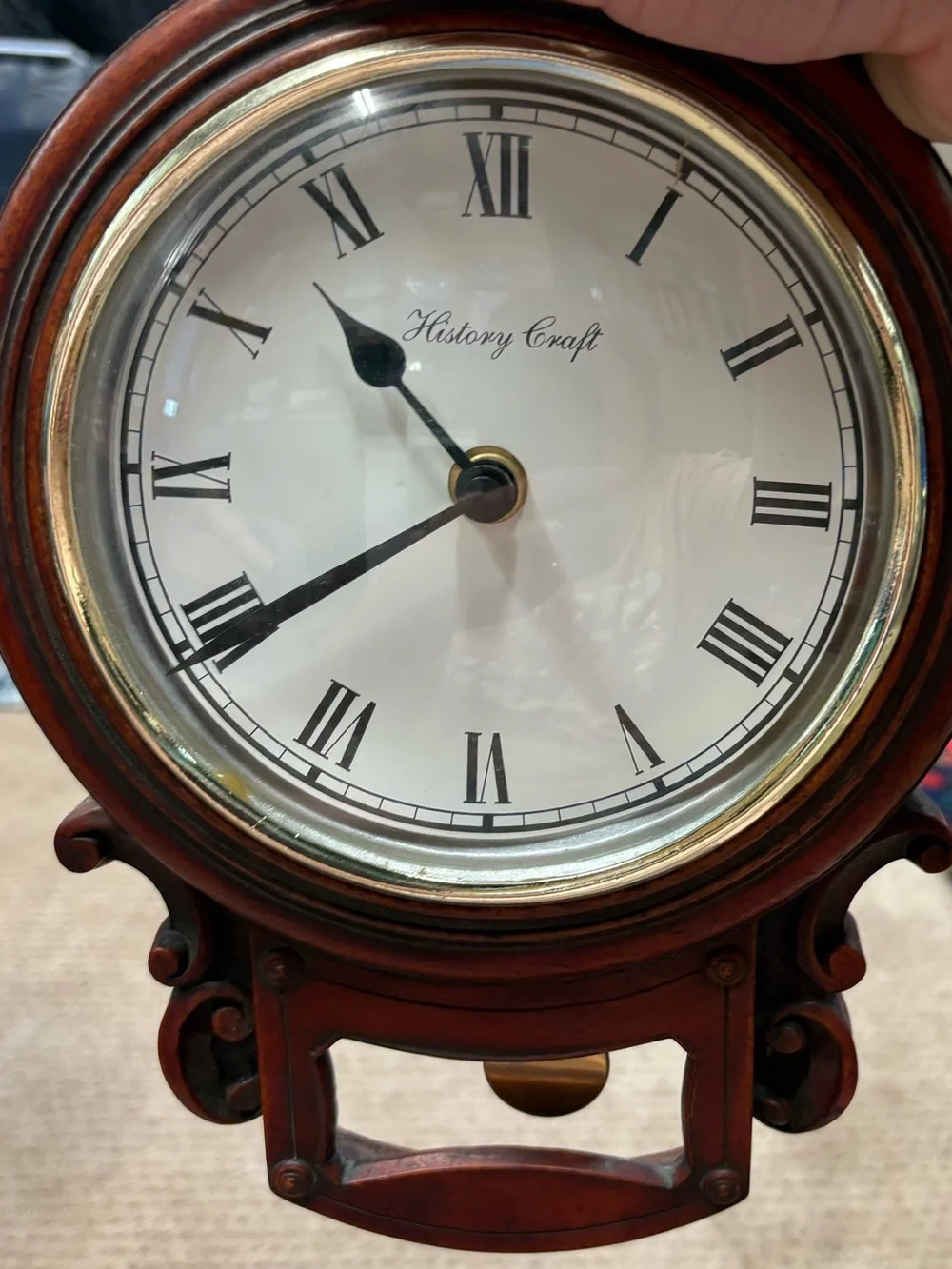 Enesco Brown and Gold Roman Numeral Wall Clock History Craft